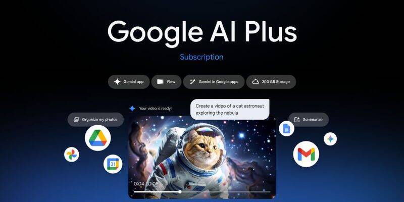 Интерфейс Google AI Plus с видео и иконками