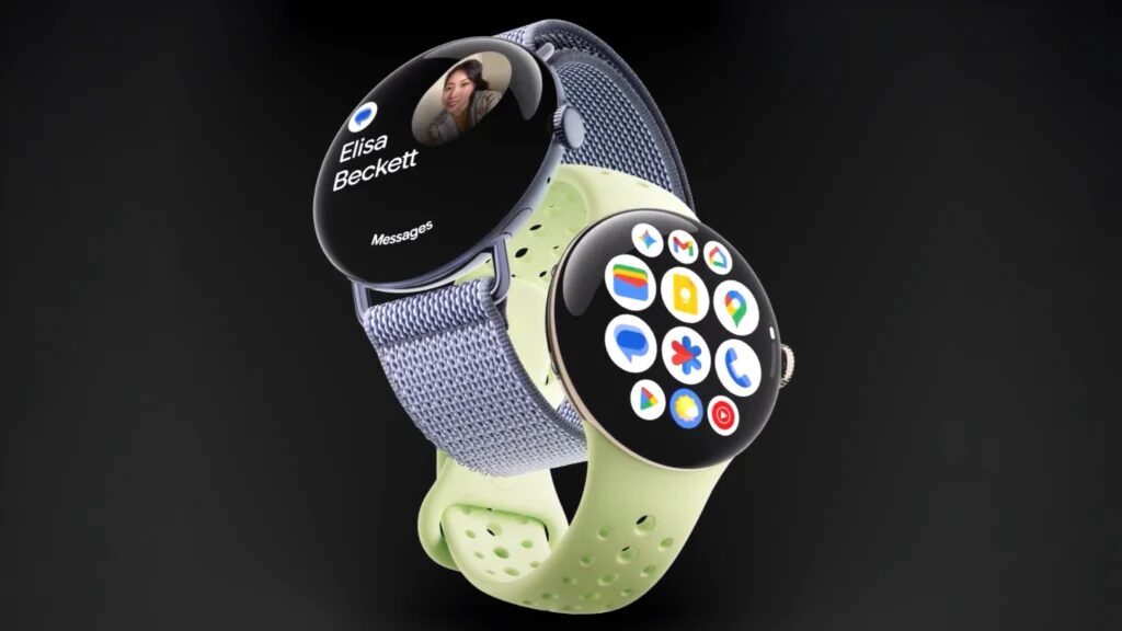 Умные часы Google Pixel Watch 5 на черном фоне