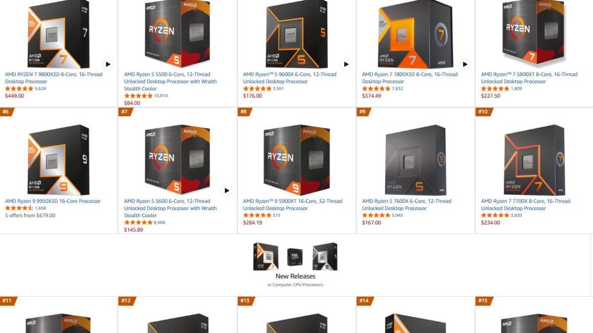 Процессоры AMD Ryzen 7 9800X3D и другие в коробке