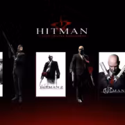 Обложки первых трёх игр серии Hitman Classic Trilogy Remastered у персонажа с оружием