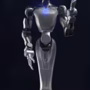 робот Spirit AI Robotics с сияющим черепом