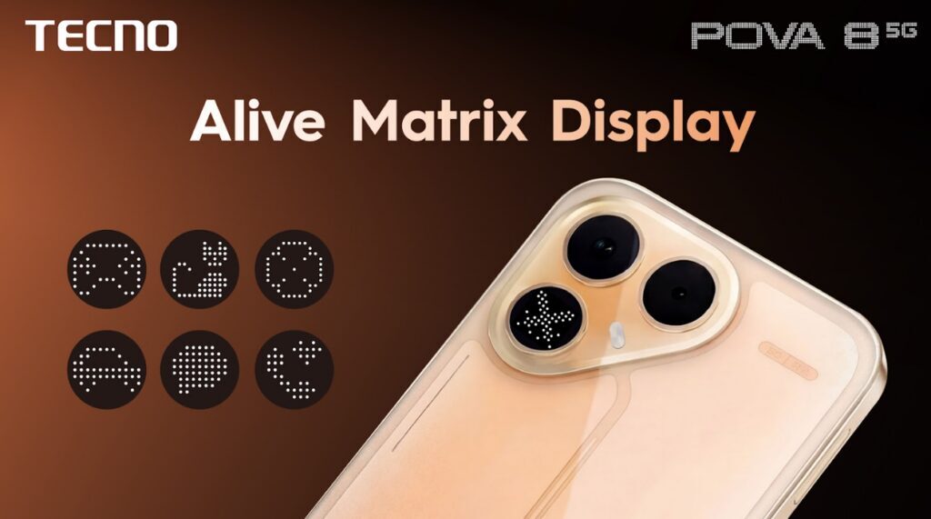 Крупный дисплей Alive Matrix Display на TECNO POVA 8 5G телефон