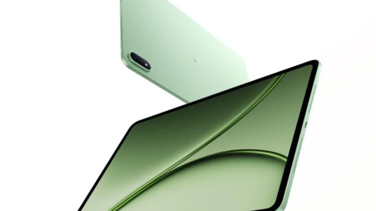 Зелёный планшет OnePlus Pad 3 Pro с экраном и камерой