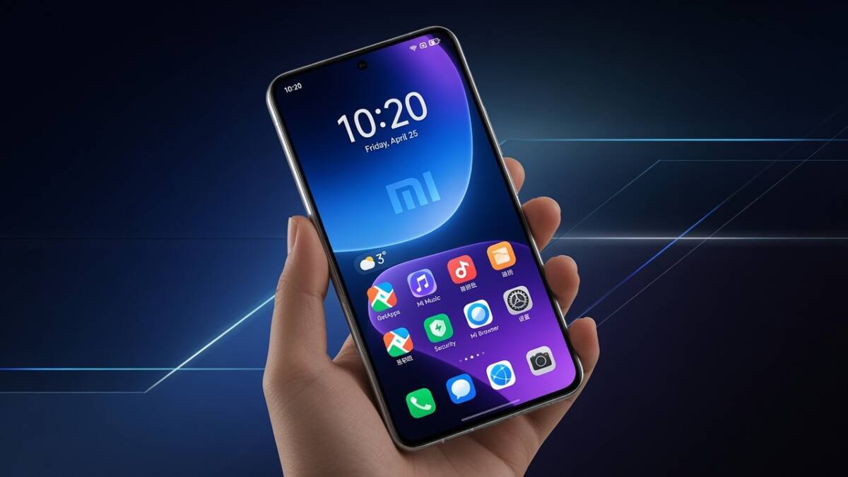 Смартфон Xiaomi с широким складным экраном у человека