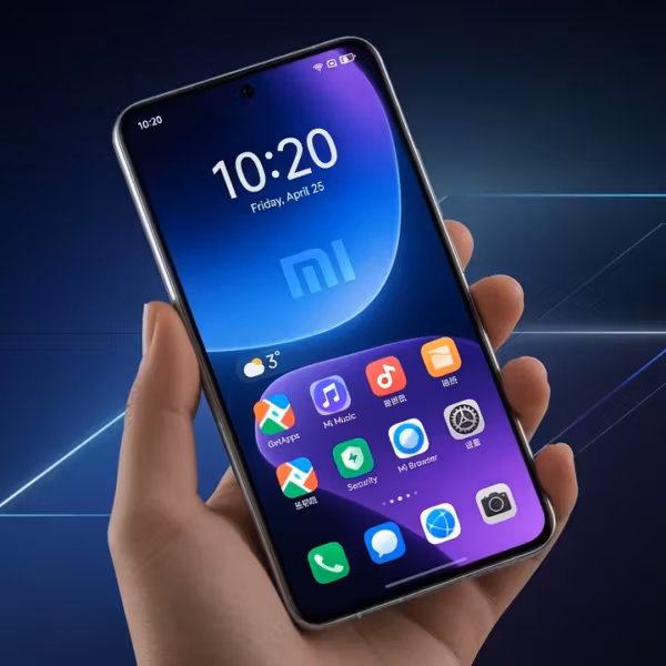 Смартфон Xiaomi с широким складным экраном у человека