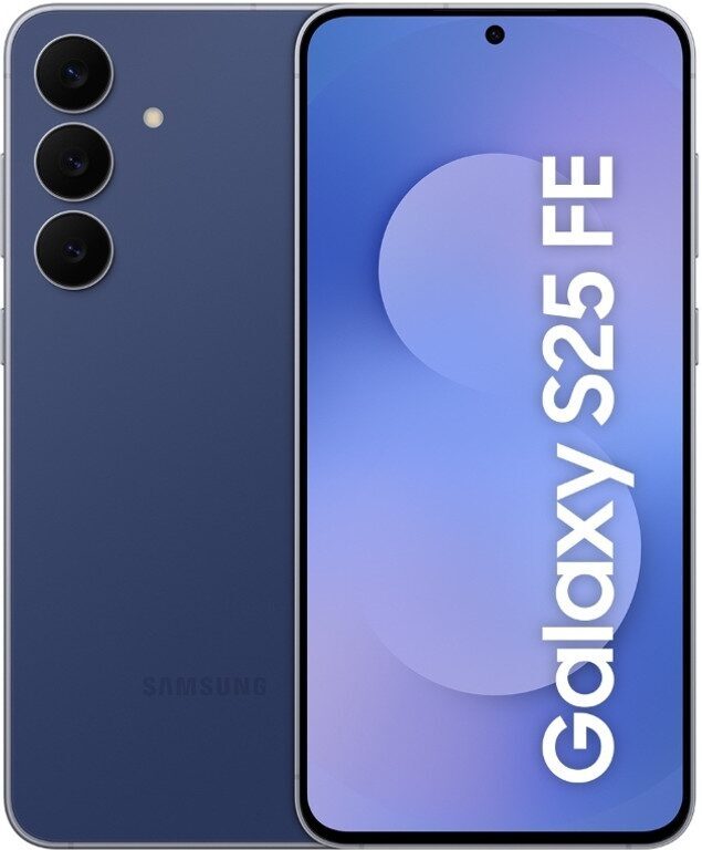 Смартфон Samsung Galaxy S25 FE с тремя камерами сзади и дисплеем спереди