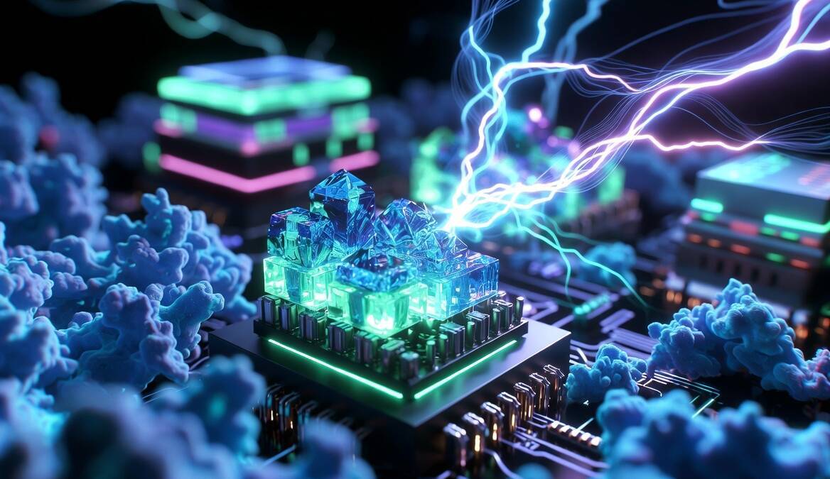 Кремниевые чипы GaN Infineon, схема с электрическими зарядами