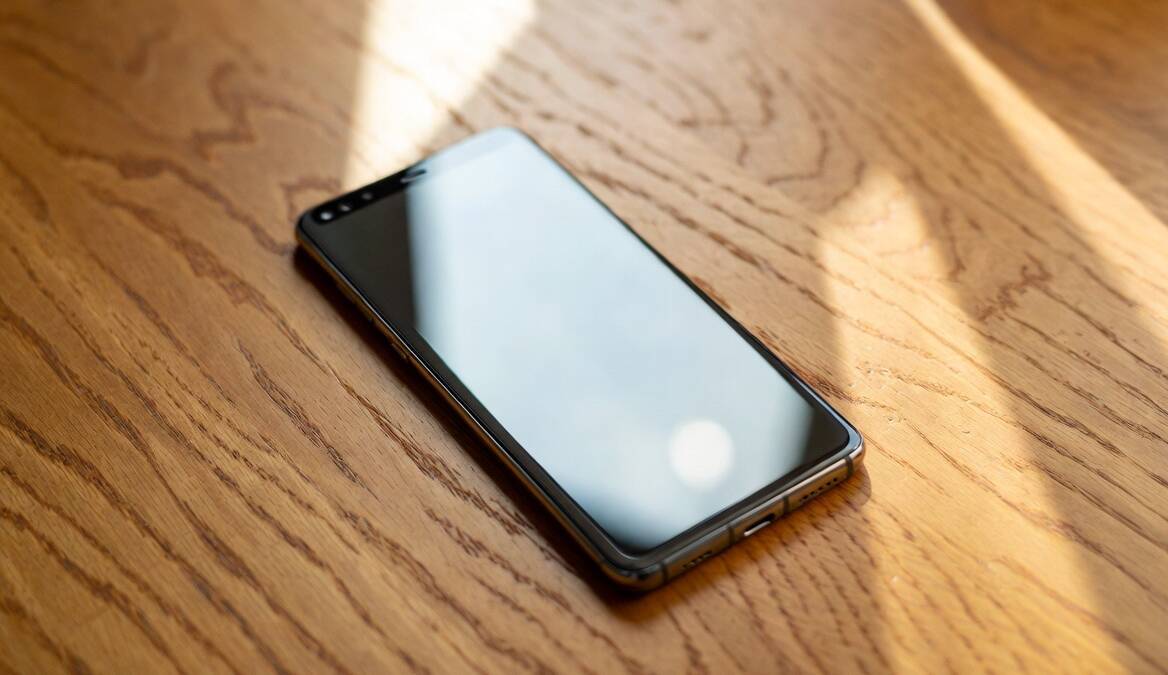 Смартфон Oppo Reno 16 Pro на деревянном столе