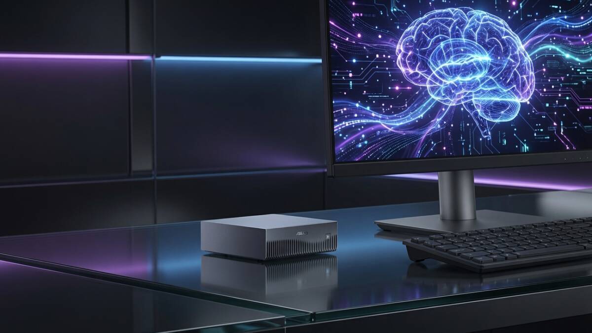 Мини-ПК Asus Ascent GX10 на рабочем столе