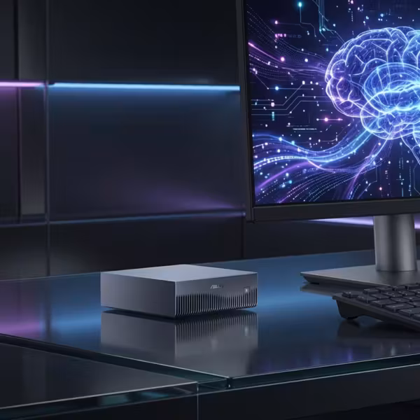 Мини-ПК Asus Ascent GX10 на рабочем столе
