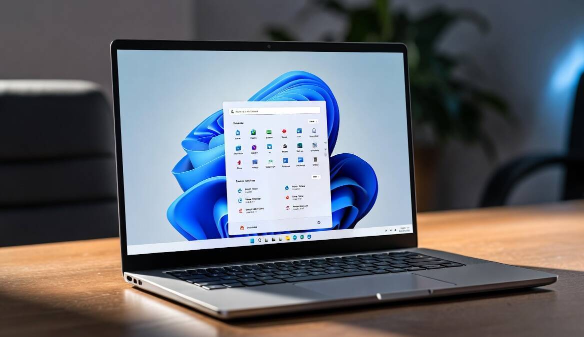 Ноутбук с дисплеем и клавиатурой интерфейс Windows