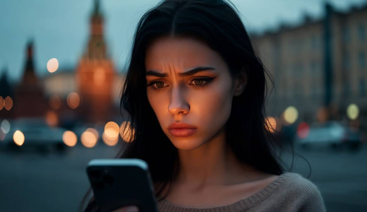 Девушка смотрит на смартфон App Store
