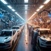 Автоматизированное производство автомобилей Ford роботами и рабочими