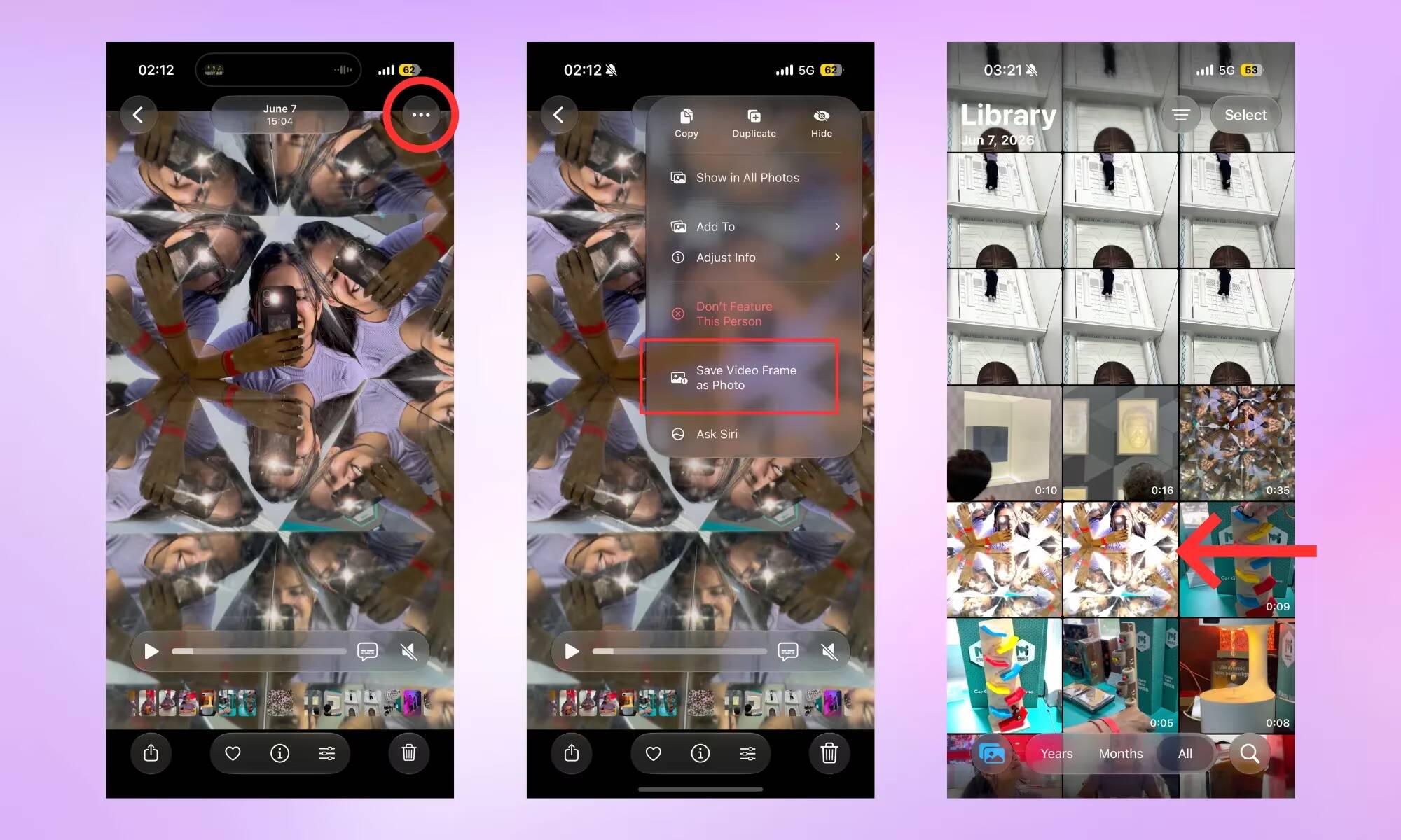 скриншоты видео из iOS 27 с меню и фотографиями