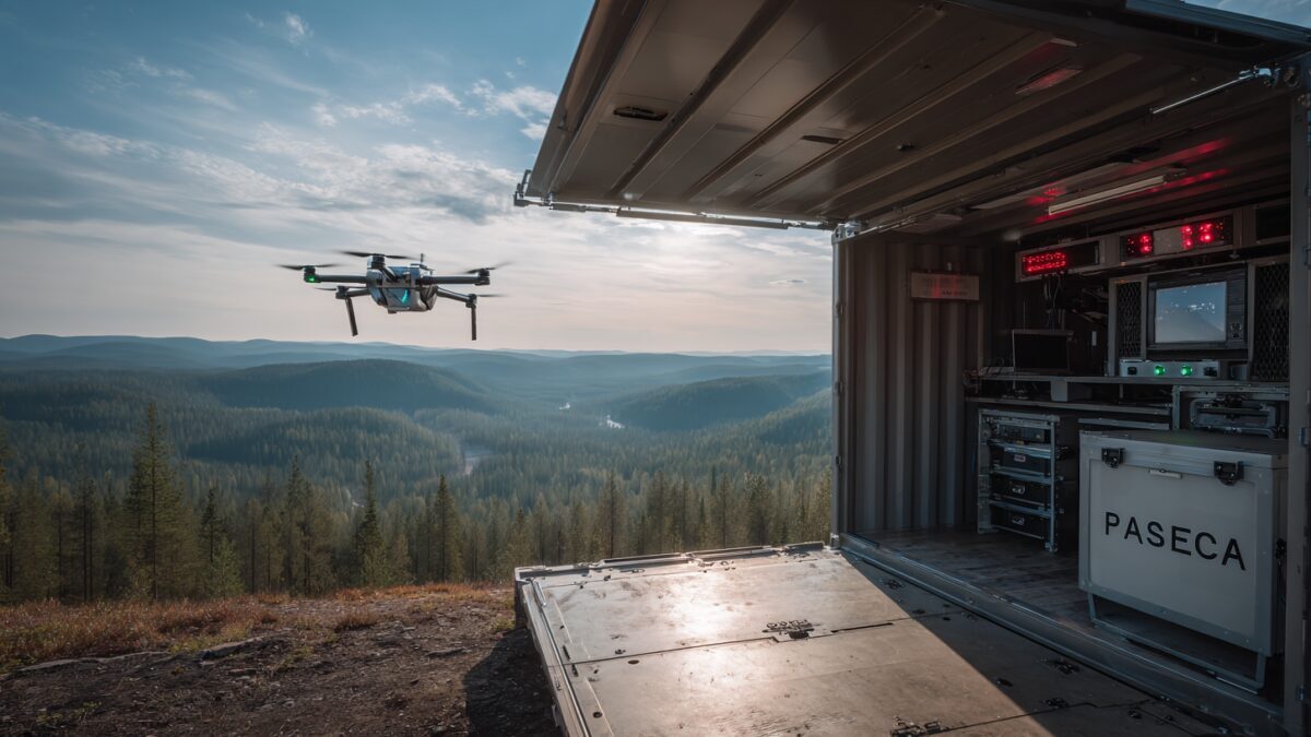 дрон DJI Matrice 300 возле станции PASECA на природе