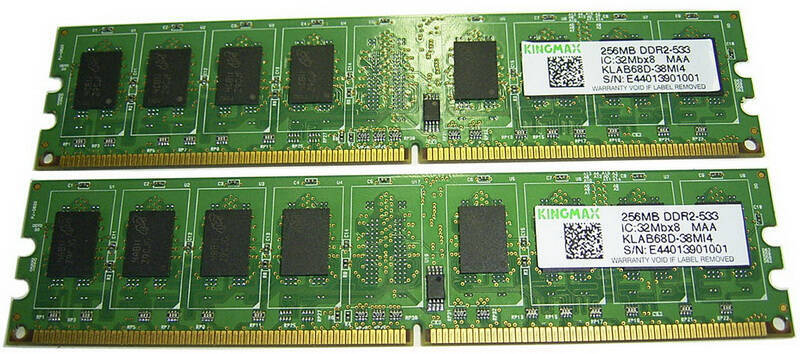 Две планки оперативной памяти DDR2 256MB KINGMAX