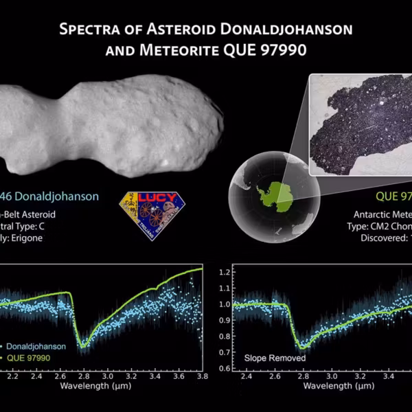 Межзвёздный астероид Дональдджохансон и метеорит QUE 97990