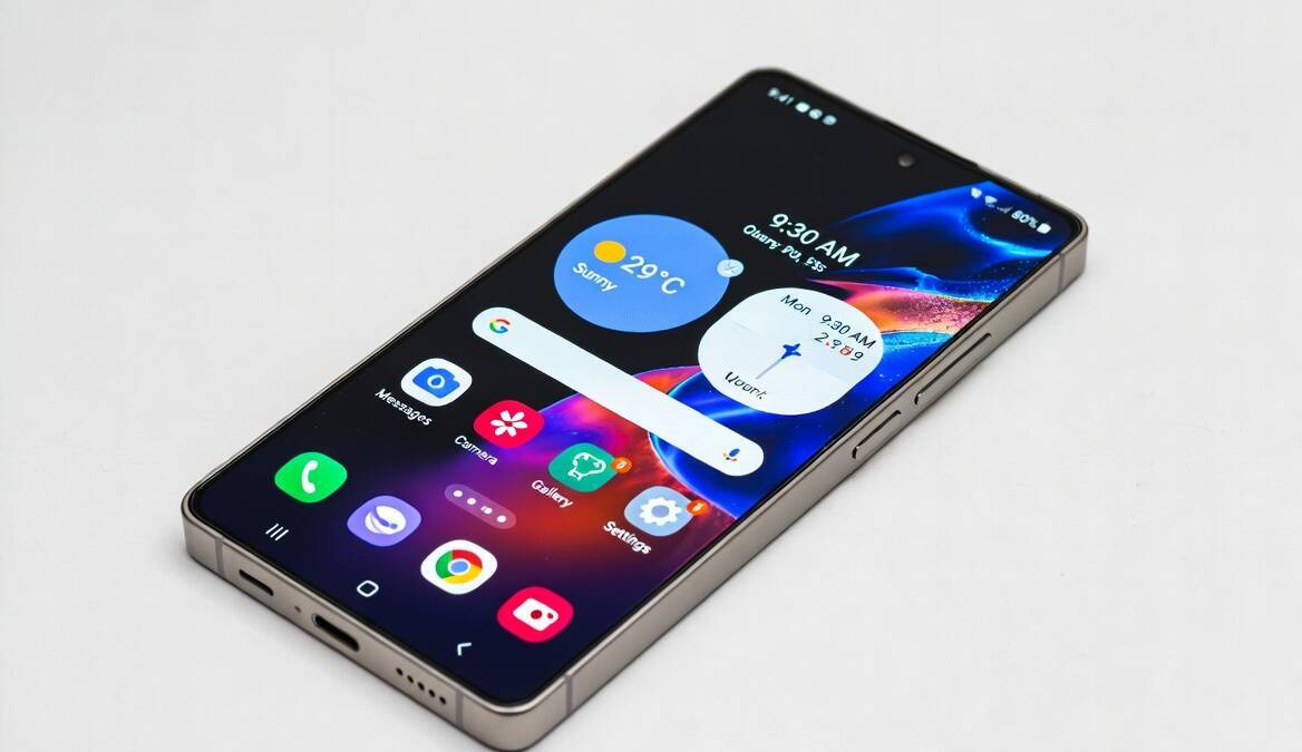 Смартфон Samsung Galaxy с дисплеем и уведомлениями