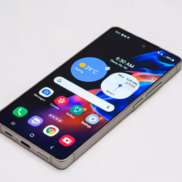 Смартфон Samsung Galaxy с дисплеем и уведомлениями