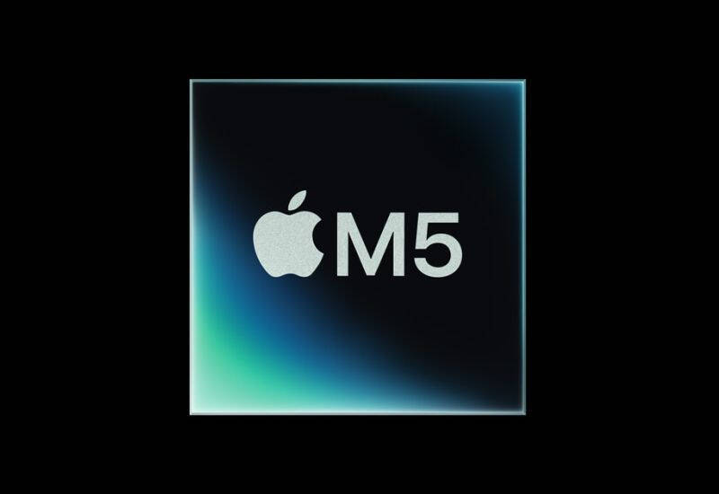 Логотип Apple M5 внутри стеклянного куба
