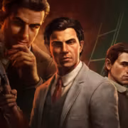 герои Mafia The Old Country с оружием у здания
