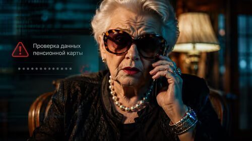 Пенсионерка в солнечных очках и бижутерией проверка данных пенсионной карты