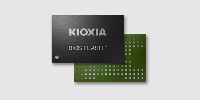 Микросхема памяти Kioxia BiCS FLASH с зелёной платой