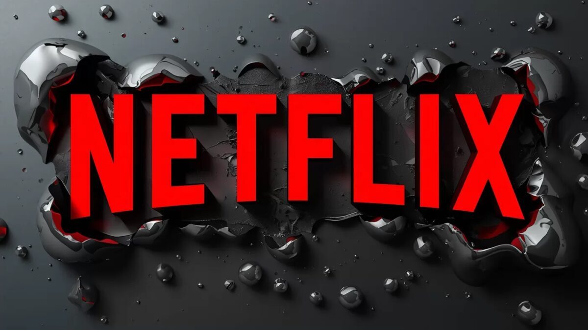 Логотип Netflix на разрушенной поверхности with тёмный фон