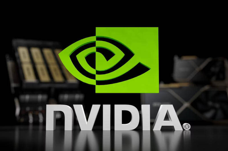 Логотип Nvidia на черном фоне рекламный постер