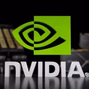 Логотип Nvidia на черном фоне рекламный постер