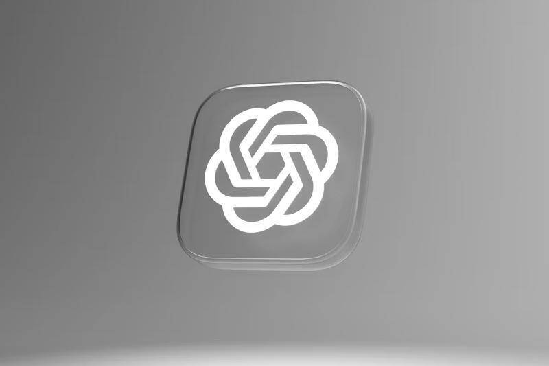 Логотип OpenAI на сером фоне продукт название OpenAI