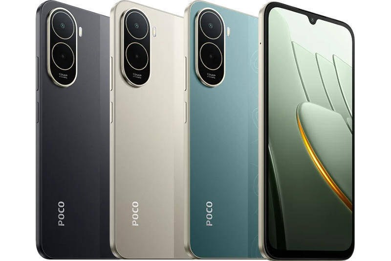 Черный, белый, голубой цвета Poco C81 Pro с тремя камерами на задней панели