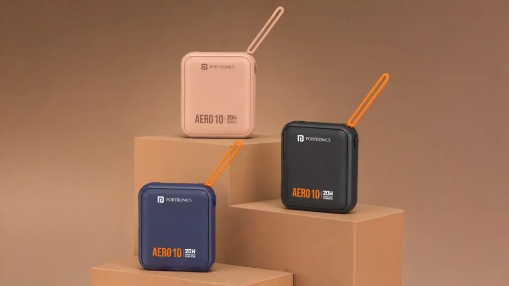 Внешний аккумулятор Portronics Aero 10 в трех цветах
