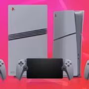 Консоль PlayStation 5 с двумя контроллерами и двумя модулями