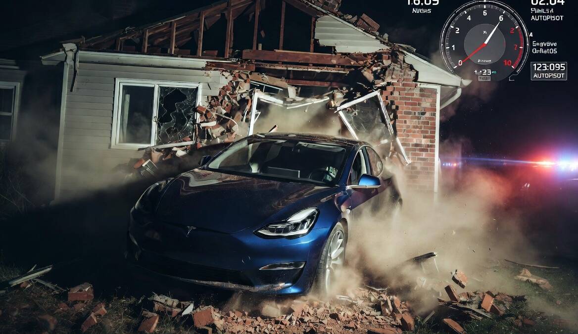 Tesla Model 3 врезается в дом после аварии с автопилотом FSD