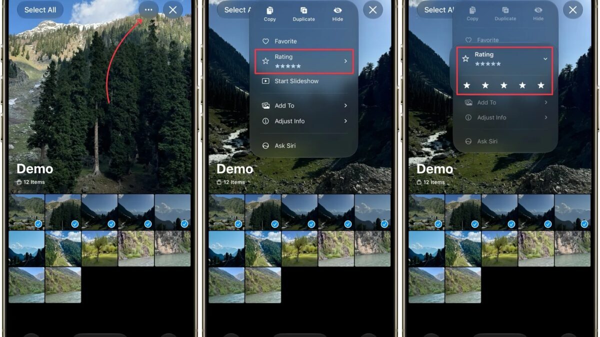 Оценка фотографий на iPhone в iOS 27 с помощью волнистых линий и звездных рейтингов