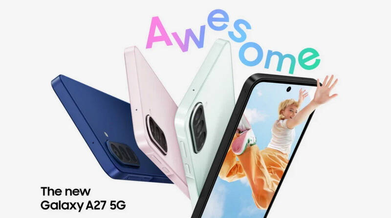 Цветные смартфоны Samsung Galaxy A27 5G и ребенок в телефоне