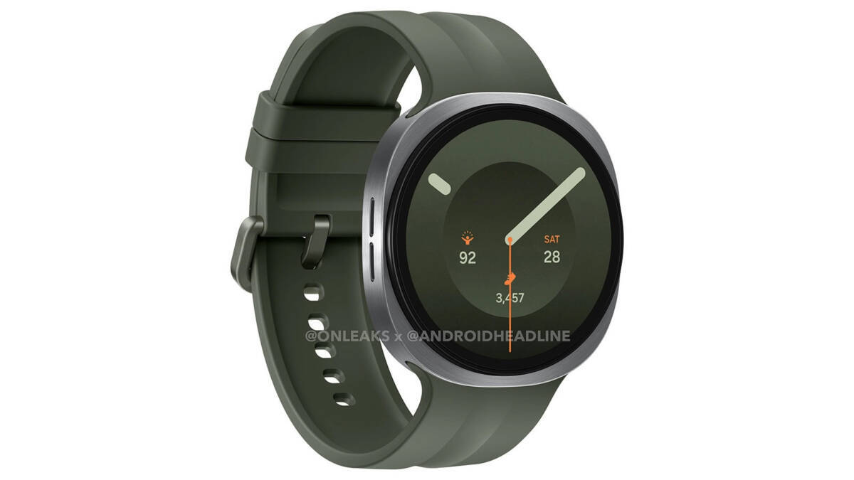 умные часы Galaxy Watch 9 с зелёным ремешком и круглым дисплеем