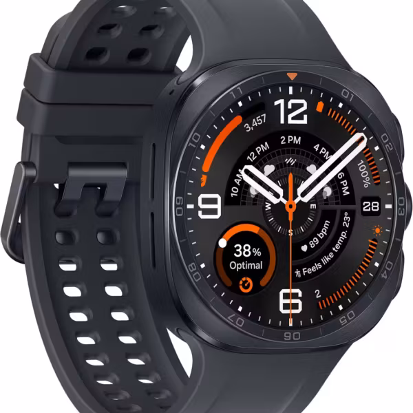 Часы Samsung Galaxy Watch Ultra 2 с черным безелем и резиновым ремешком