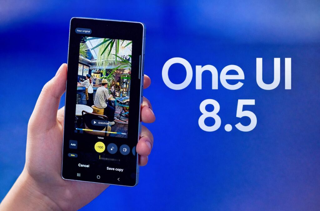 Смартфон Samsung с интерфейсом One UI 8.5 на экране