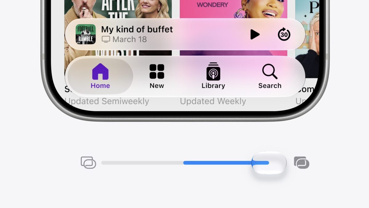 Экран iPhone с тремя разделами меню WWDC 2026