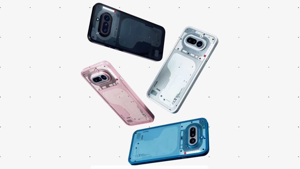 Фрагменты корпуса Nothing Phone 4b в разноцветных цветах