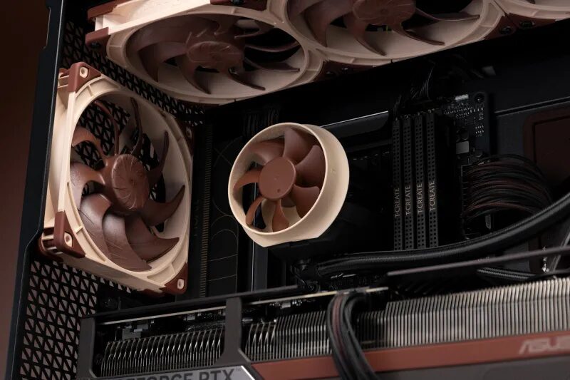 Кулер Noctua NL-LC1 внутри корпуса компьютера охлаждение вентиляция