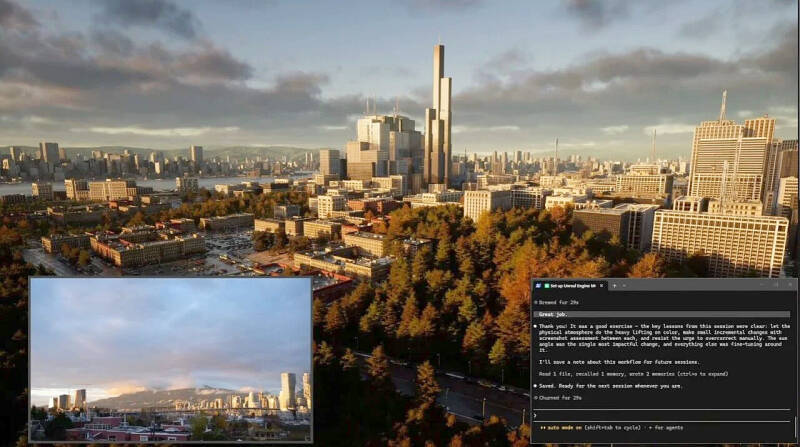 Городские небоскрёбы и парк в Москве с названием Unreal Engine 6