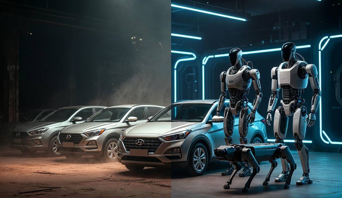 Современные автомобили и роботы Hyundai и Boston Dynamics