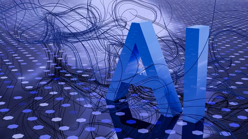 Абстрактное изображение с 3D буквой AI и линиями