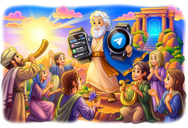 Иллюстрация церковного празднования с Иисусом и апостолами для Telegram