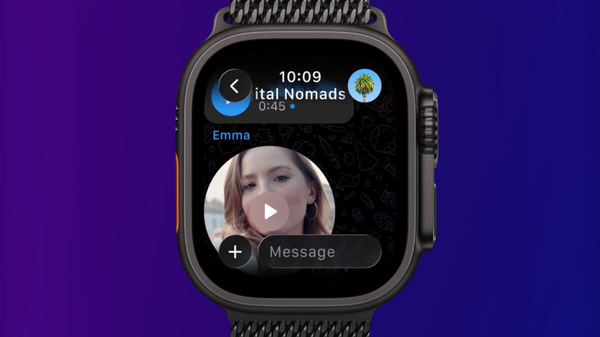смарт-часов Apple Watch с приложением Telegram на дисплее