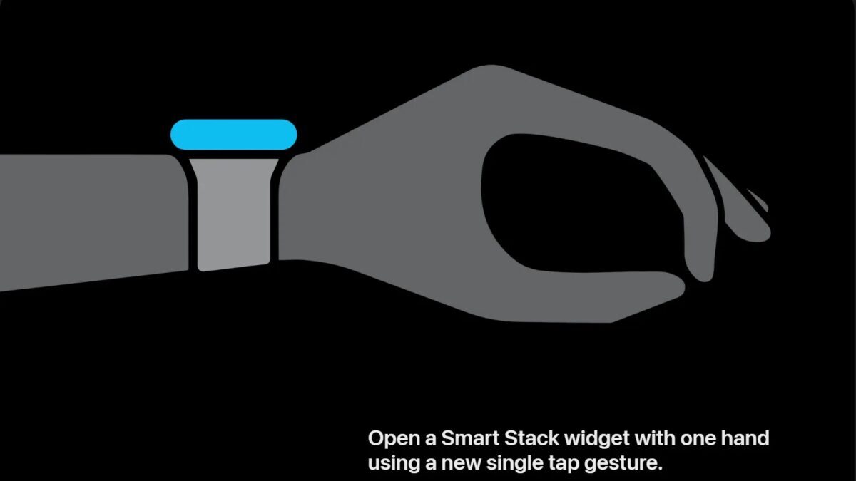 Рука с Apple Watch watchOS 27 и жестом открытия приложения