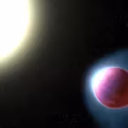 Изображение космической сцены с звездой и планетой Telescope James Webb